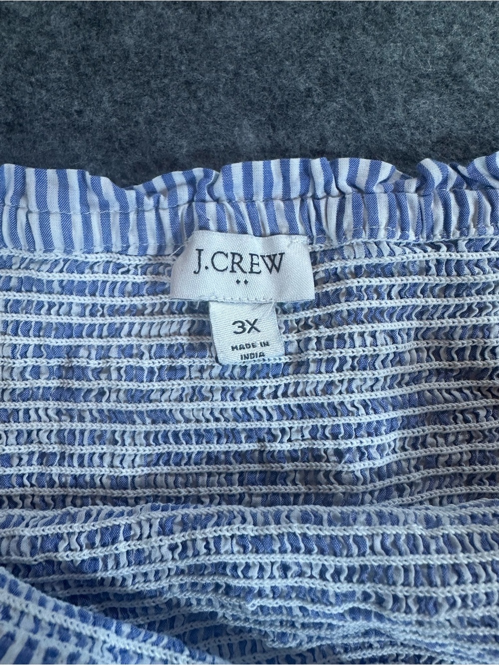 J. Crew Blue Striped Smocked Madi Dress - Picture 2 of 10